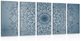 Tablou 5-piese floare albastru închis de Mandala