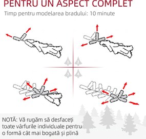 HOMCOM Brad de Crăciun Înzăpezit cu 263 de Crengi și Lumini LED Albe, Brad Artificial din Plastic, Ø45x150 cm, Verde | Aosom Romania