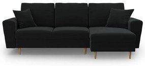 Colțar negru extensibil, cu spațiu de depozitare cu tapițerie din catifea Kyoto – Cosmopolitan Design