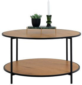 Măsuță de cafea în culoare naturală rotundă cu blat cu aspect de lemn de stejar ø 80 cm Vita – House Nordic