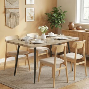 HOMCOM Masă pentru 4 persoane, 110 cm Masă dreptunghiulară nordică pentru bucătărie cu picioare din oțel pentru living și sufragerie, stejar | Aosom Romania