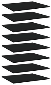 Placi pentru biblioteca, 8 buc., negru, 60 x 50 x 1,5 cm, PAL 8, Negru, 60 x 50 x 1.5 cm