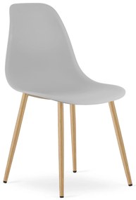 Scaun Bucatarie/Dining Velo Plus  Gri Deschis  Picioare Metalice Finisaj Lemn