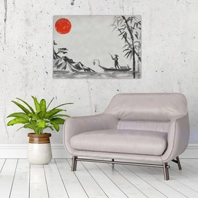 Tablou pe sticlă - Munții Fuji (70x50 cm)