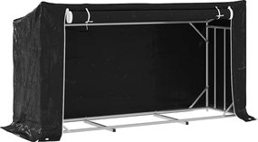 vidaXL Raft pentru lemn de foc cu capac de ploaie otel galvanizat