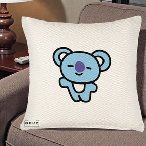 Perna Personalizata BT21 Koya Kawaii, 40x40 cm, Crem Reliefat, Husa Detasabila, Perna Inclusa, BEKZ®