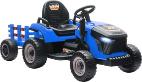 AIYAPLAY 2 în 1 Tractor Electric pentru Copii 3-8 Ani cu Remorcă Detașabilă, Telecomandă, Muzică, Lumini, Albastru | Aosom Romania