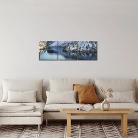 Tablou - peisaj de iarnă cu lac (cu ceas) (90x30 cm)