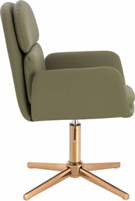HR480CROSS Scaun Khaki Piele Ecologica Premium Soft cu Bază Aurie