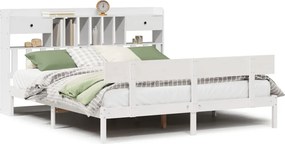 vidaXL Pat cu bibliotecă fără saltea, 180x200 cm, lemn masiv de pin