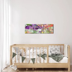 Tablou cu abstracție - pictura (cu ceas) (90x30 cm)