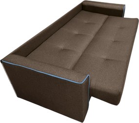 Canapea VERA extensibila, 3 locuri, lada de depozitare, stofa maro + turcoaz, 225x90x90 Maro + Turcoaz, Stofa