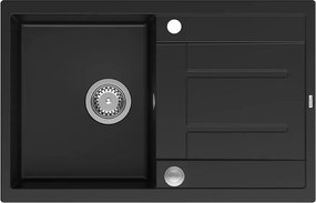 Chiuveta compozit incastrata Quadron Unique Morgan 111 negru carbon - inox 78x50 cm