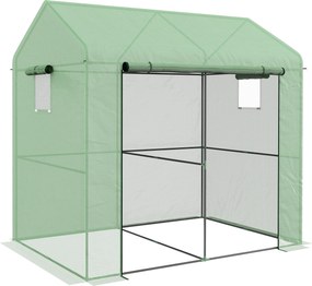 Outsunny Sera de Gradina 200x140x200cm cu Usa Rulanta Ferestre din Plasa Verde | Aosom Romania