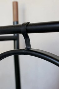 Cuier, negru, din metal, cu raft si oglinda