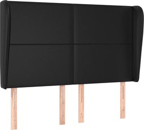 vidaXL Tăblie de pat cu aripioare, negru, 147x23x118/128 cm, piele eco