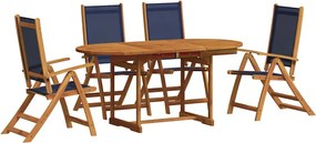 vidaXL Set mobilier de grădină, 5 piese, lemn masiv acacia/textilenă