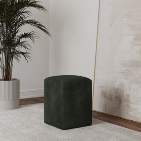 Taburet Tapitat Talin, Verde Inchis, Stofa, L 35 x l 35 x H 45 cm