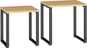 HOMCOM Set 2 mese de cafea pentru living cu cadru metalic, lemn natural | Aosom Romania