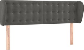 vidaXL Tăblie de pat cu aripioare gri închis 147x23x78/88 cm catifea