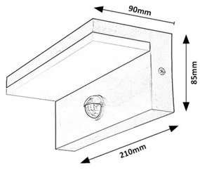 Aplică LED de exterior cu senzor Rabalux 77115 ZARAGOZA LED/9W/230V IP54 negru