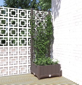 vidaXL Jardinieră de grădină cu spalier maro, 40x40x121,5 cm, PP