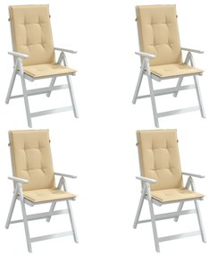 Perne scaun cu spătar înalt 4 buc. melanj bej 120x50x4cm textil