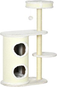 PawHut Ansamblu pentru Pisici 100cm, Stâlp Sisal, Căsuță și Platforme, Crem | Aosom Romania