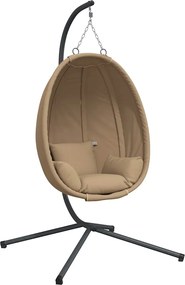 vidaXL Scaun suspendat tip ou, cu suport, taupe, țesătură și oțel