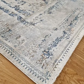 150x230 cm Covor Domino Premium, 40% Polyester/60% Polipropilena, Modern, Gri/Albastru, Densitate 2500 gr/m2