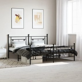 374361 vidaXL Cadru pat metalic cu tăblie de cap/picioare, negru, 180x200 cm