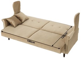 Canapea extensibilă, material textil bej auriu, COLUMBUS