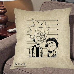 Perna Personalizata Rick si Morty Dosar, 40x40 cm, Crem, Husa Detasabila, Perna Inclusa, BEKZ®