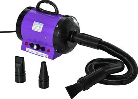 PawHut Uscător profesional pentru îngrijirea blănii pulsator pentru câini pisici animale de companie 2800W viteză și temperatură reglabilă 3 duze interschimbabile incluse violet | Aosom Romania