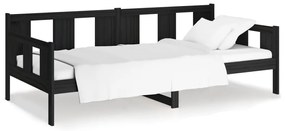 820281 vidaXL Pat de zi, negru, 90x190 cm, lemn masiv de pin