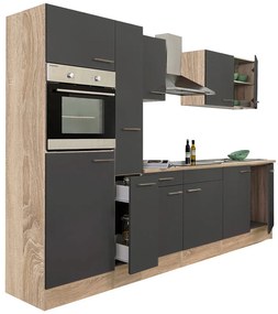 Mobilă de bucătărie Yorki 300, corp din stejar sonoma, cu față antracit satinat