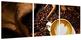 Tablou - O ceașcă de cafea (cu ceas) (90x30 cm)