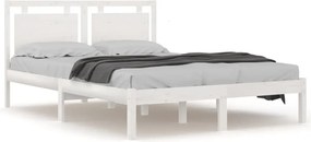vidaXL Cadru de pat, alb, 140x190 cm, lemn masiv
