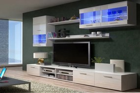 Mobilier living Beverley II (alb + alb) (cu iluminat). 611011