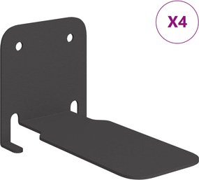 vidaXL Raft Floatant Invizibil cu raft 4 pcs Negru 6 x 11 x 6,5 cm
