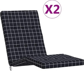 vidaXL Perne scaun de terasă, 2 buc, negru, carouri, textil Oxford