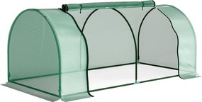 Sera Tunel Outsunny din Otel si cu Capac din PVC, 200x100x80 cm, Transparent si Verde | Aosom Romania