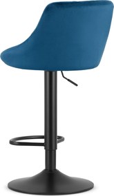 OFERTA Scaun de bar albastru VELVET KAST cu picior negru II. calitate