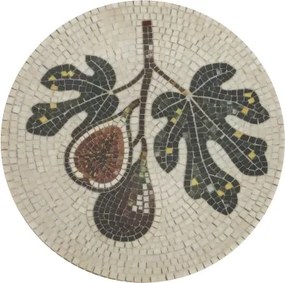 Tavă pentru servire din ceramică cu model mozaic și motiv smochine, H2,5/D21 cm, crem &amp; olive, „Chartres”