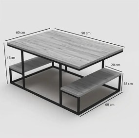 Măsuță de cafea Emelda, Nuc, 90x60x45 cm, 25075
