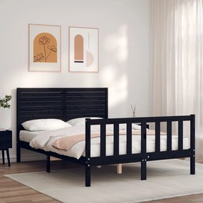3193205 vidaXL Cadru de pat cu tăblie, negru, 120x200 cm, lemn masiv