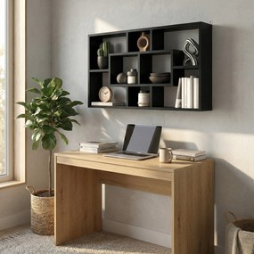 HOMCOM Etajeră de Perete Decorativă Etajeră pentru Cărți, CD-uri cu 8 Cuburi 85x14,5x47,5 cm Negru | Aosom Romania