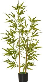 HOMCOM Planta Bambus Artificial 120 cm in Ghiveci cu 336 Frunze, Planta Artificiala cu Efect Realist pentru Interior si Exterior
