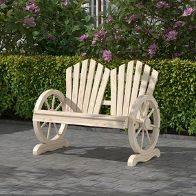 Outsunny Bancă de Grădină pentru 2 Persoane cu Mânere în Formă de Roată, Bancă de Exterior din Lemn de Brad, pentru Terasă și Curte, 108x66x95 cm, Finisaj Lemn Natural | Aosom Romania
