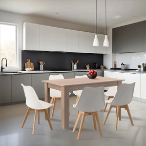 Set de masă Zara 6+1 alb-stejar Sonoma